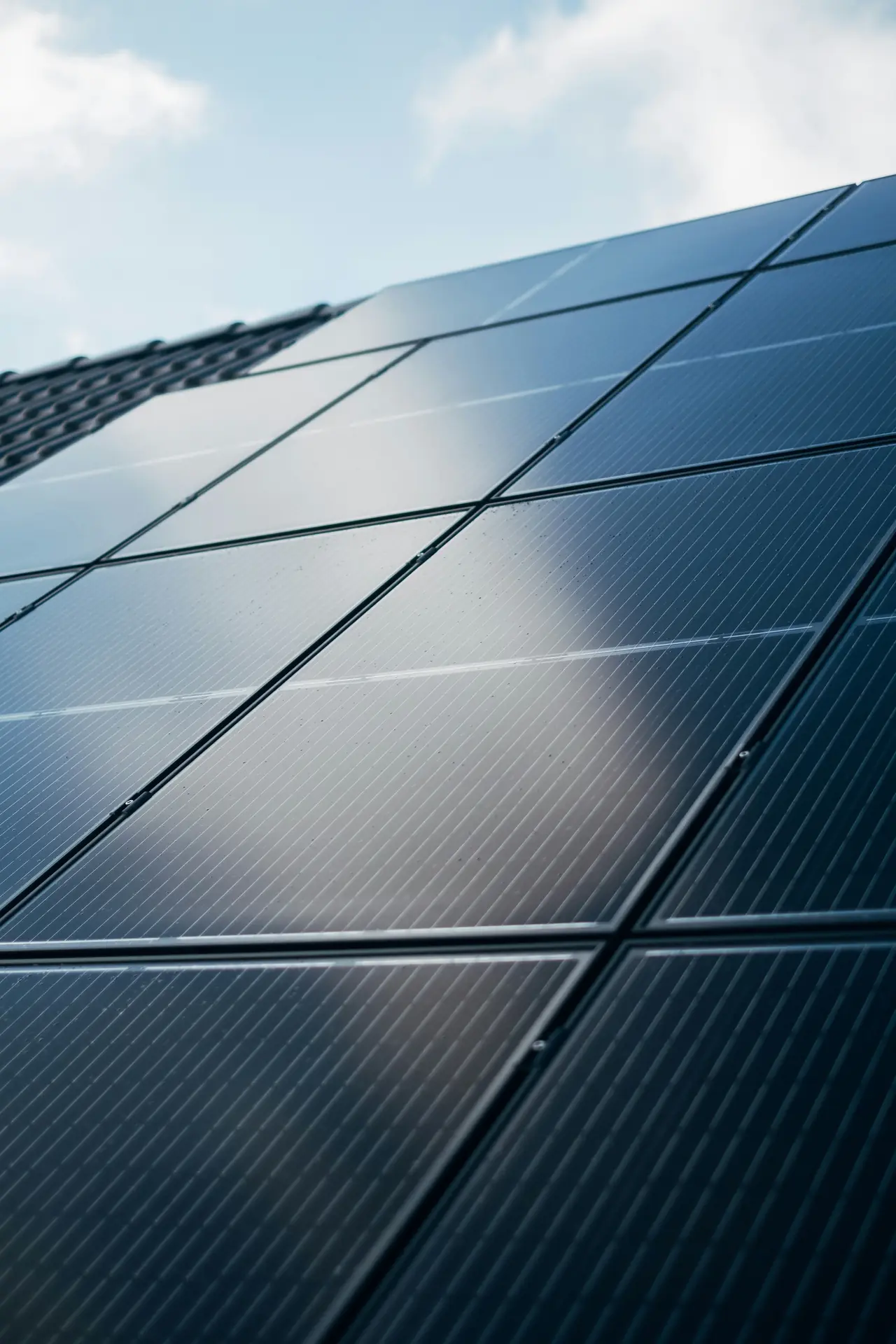 Close view of solar panels