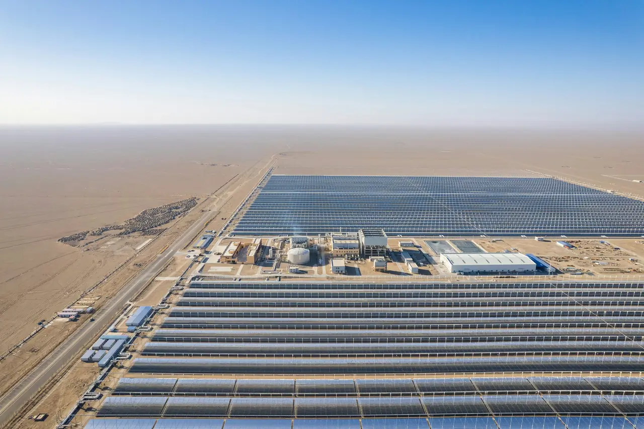 A large solar plant seen from above